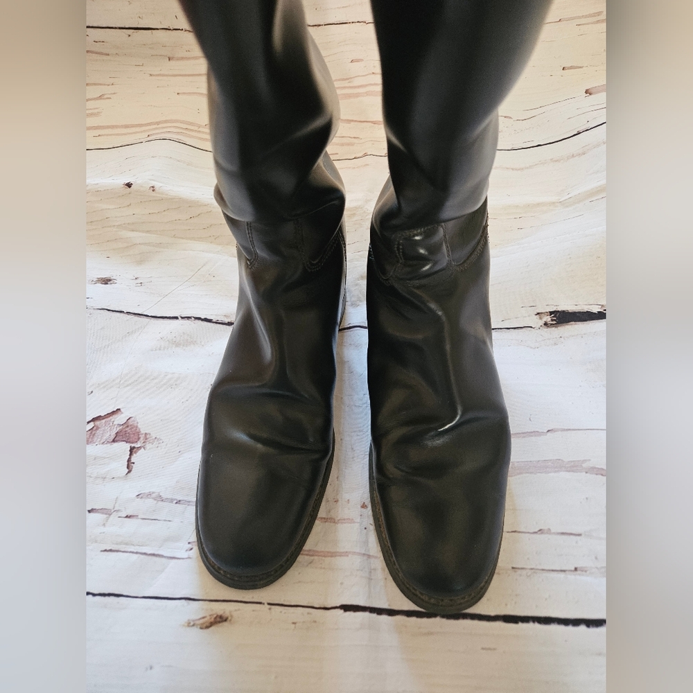 Marlboro English Horse Riding Tall Black Leather Boots Size (EU 4 1/2) US 7 - Picture 5 of 11